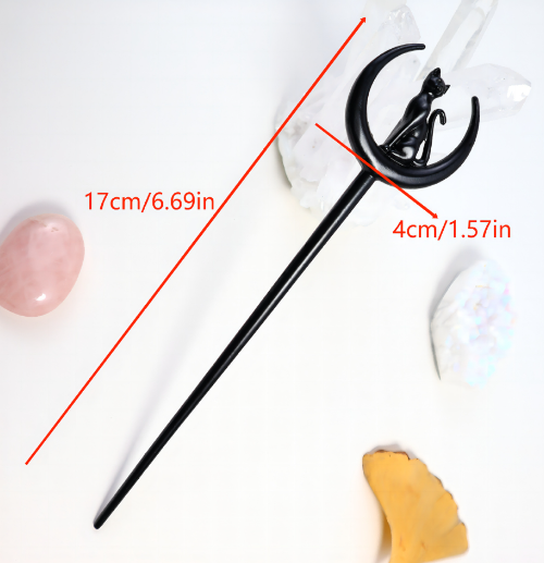 Black Cat Crescent Moon Wand Sorceress Sanctuary