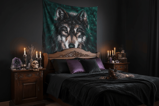 Digital Print Tapestry - Wolf Design Wall Hanging Sorceress Sanctuary