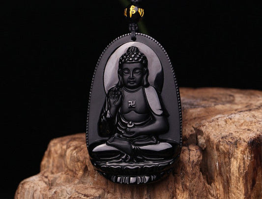 Obsidian Amitabha Pendant | Zodiac Luck Sorceress Sanctuary