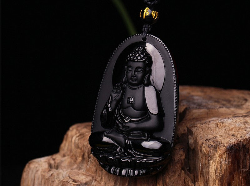 Obsidian Amitabha Pendant | Zodiac Luck