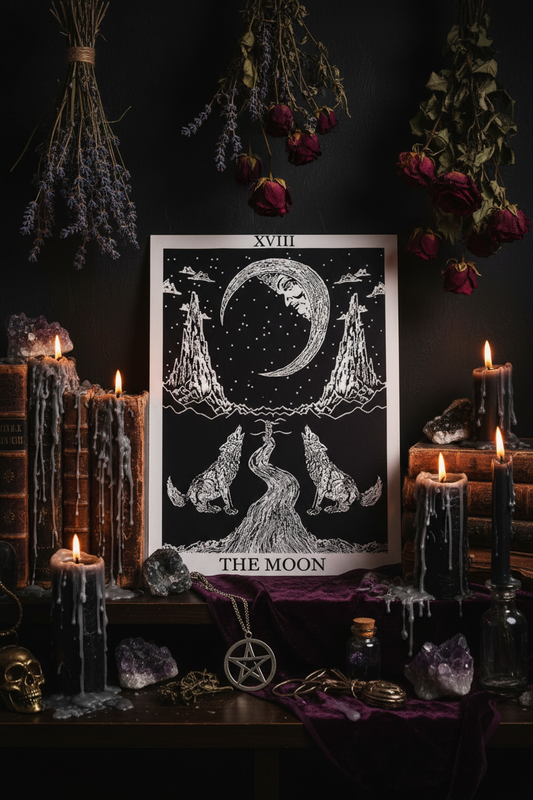 Wolf and Moon Tapestry Fabric for Home Decor Sorceress Sanctuary