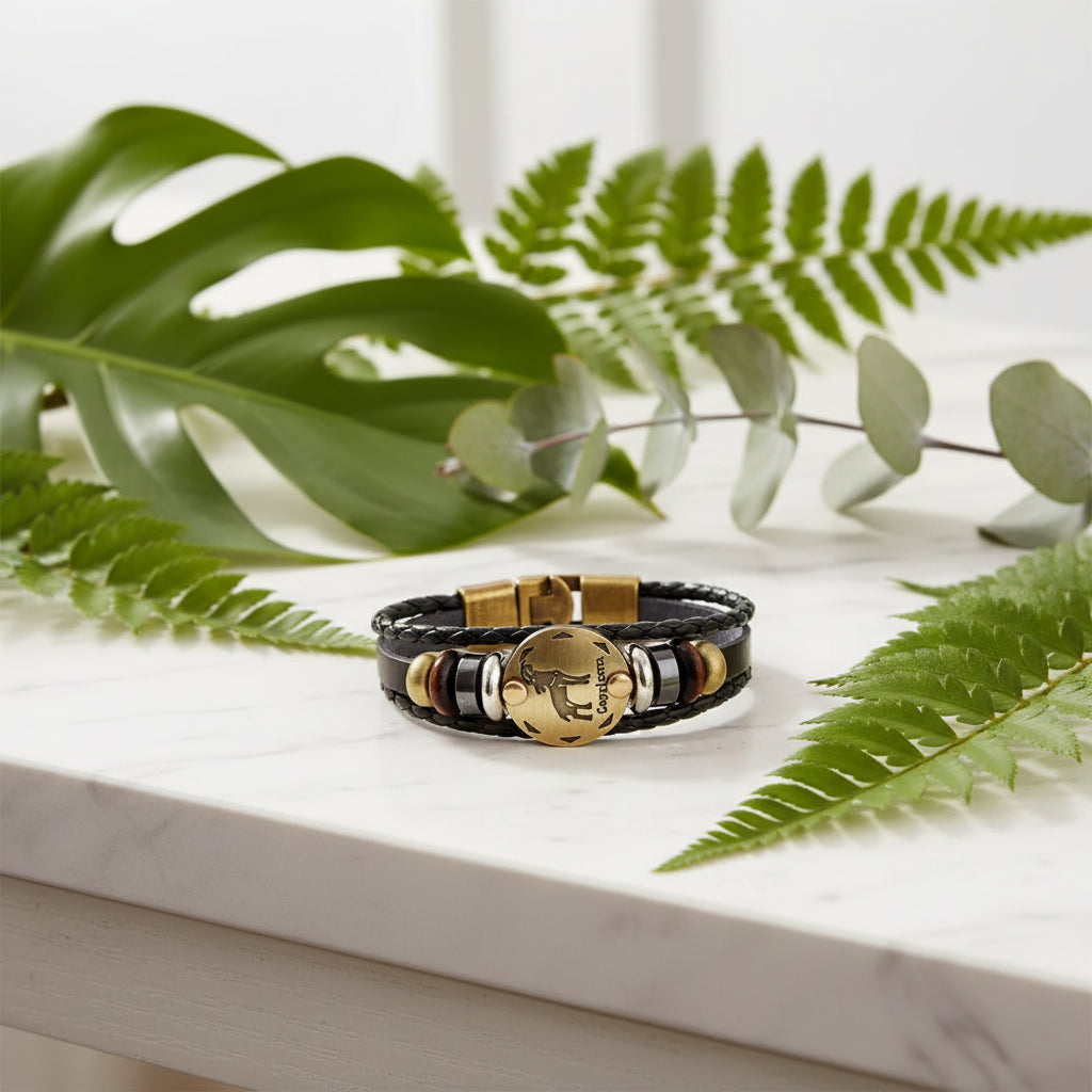 Bracelet with Capricorn symbol on a white background