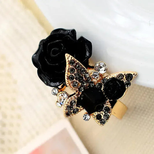 Crystal Rose Flower Ring - Sorceress Sanctuary