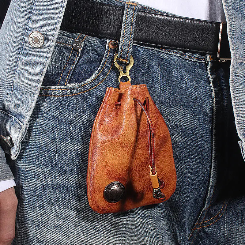 Antique Leather Coin Bag