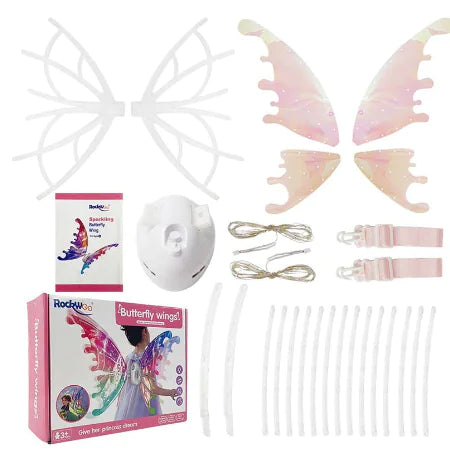 Butterfly wings set with packaging and accessories on a white background