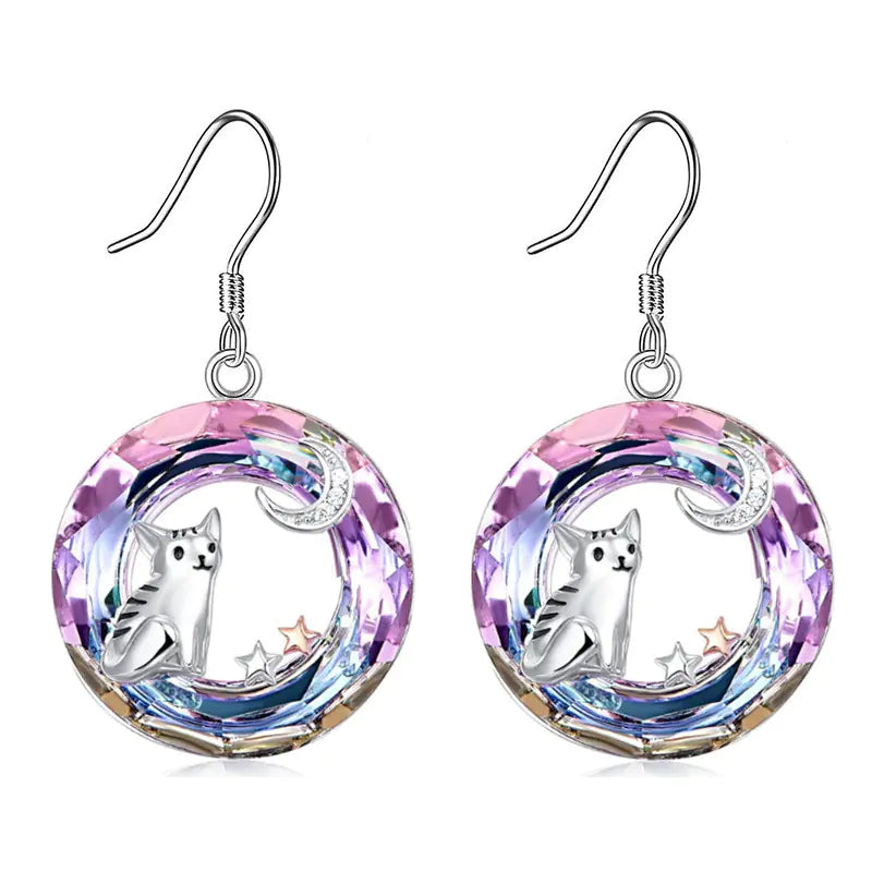 Crystal Cat & Moon Necklace