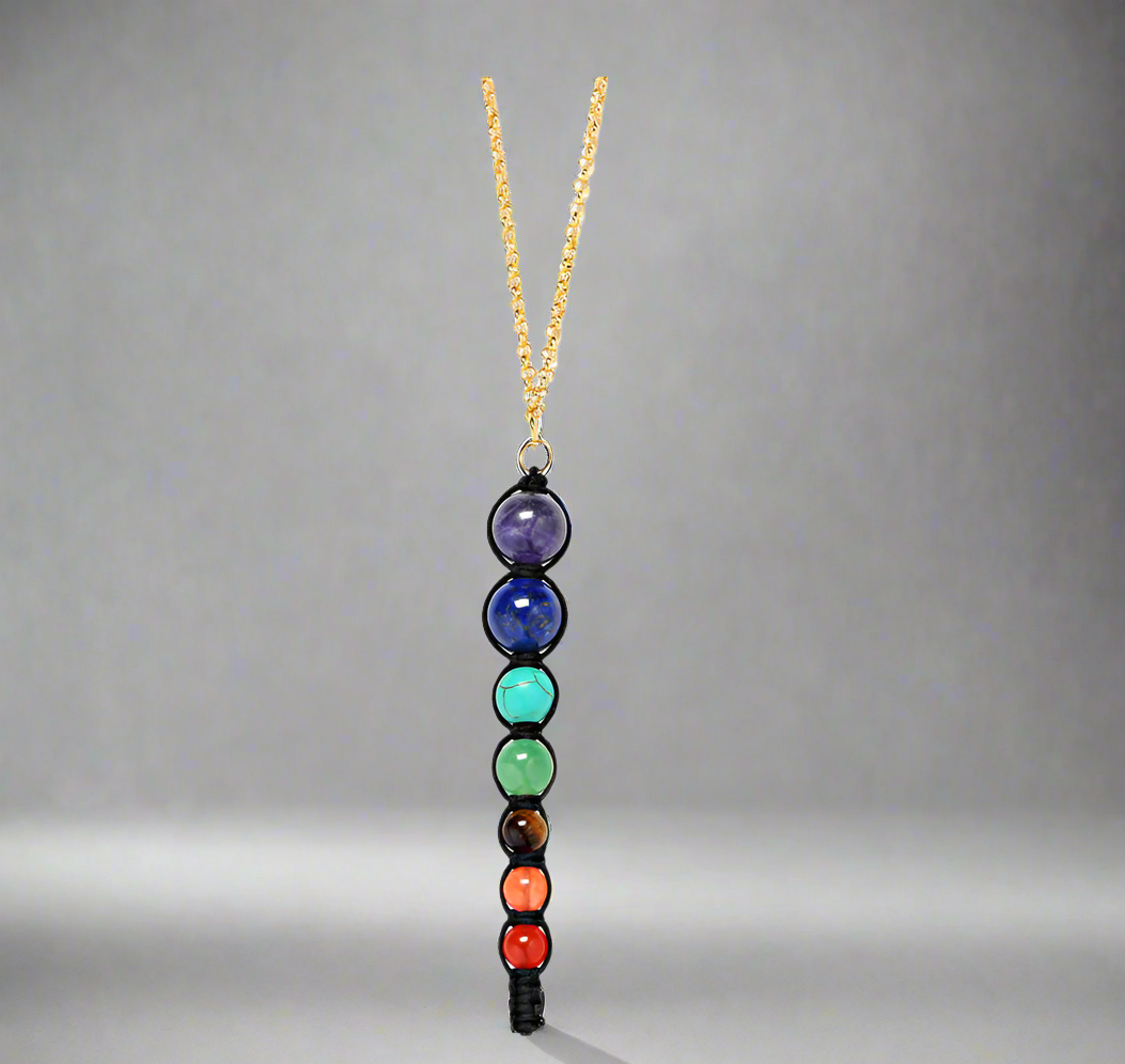 Crystal Pendant Natural Stone Cone Necklace