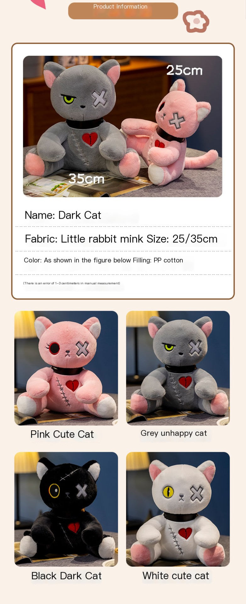 Dark Emotion Cat Plushie