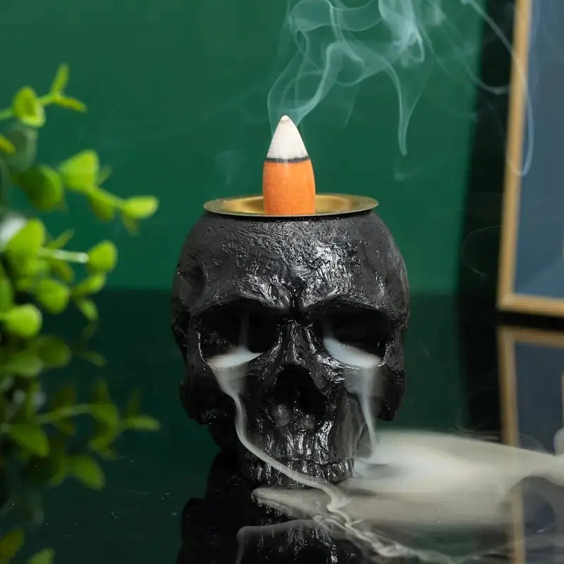 Antique Tears Skull Candle Holder