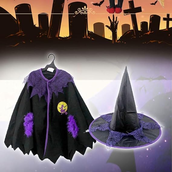Deluxe Children's Witch Cape & Hat Set