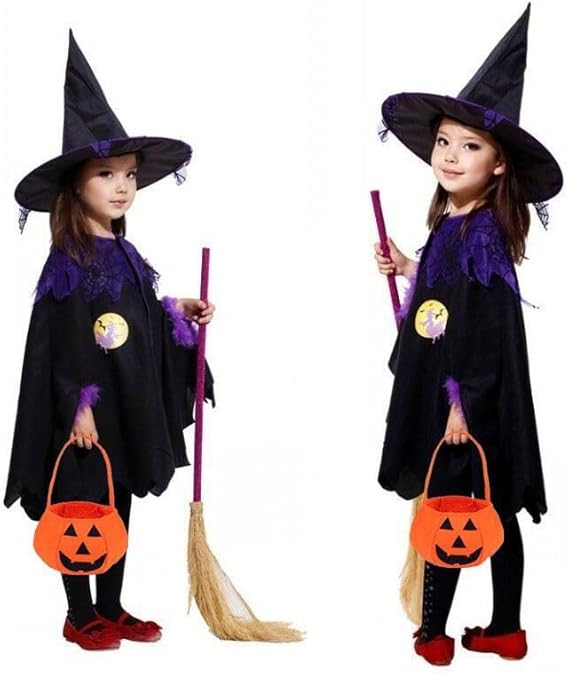 Deluxe Children's Witch Cape & Hat Set