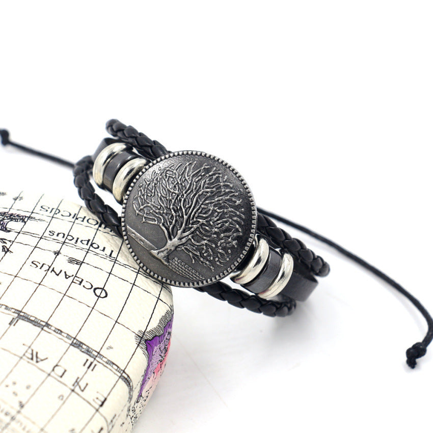 Alloy Tree Of Life | Cowhide Bracelet
