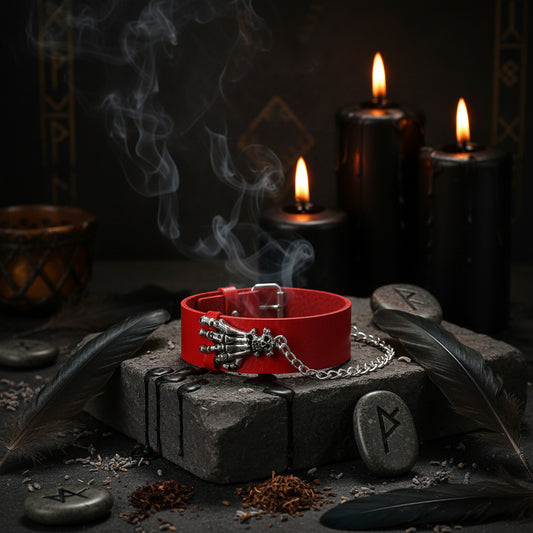 Gothic Skull Hand Design PU Leather Bracelet for Parties Sorceress Sanctuary