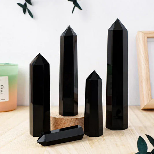 Black Obsidian | Double Point Column - Sorceress Sanctuary
