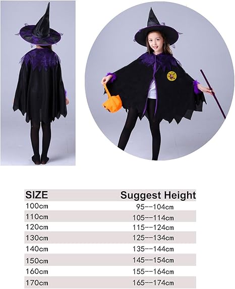 Deluxe Children's Witch Cape & Hat Set