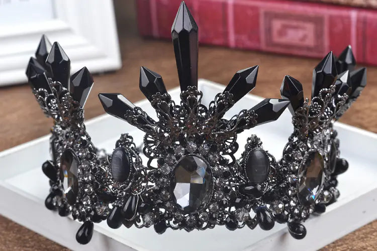 Baroque Crystal Pillar Bridal Crown