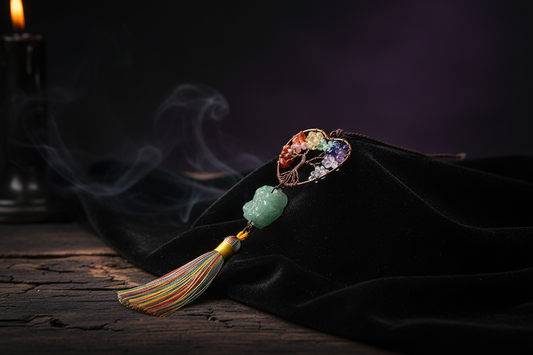 Colorful Natural Crystal Chakra Life Tree Pendant Sorceress Sanctuary