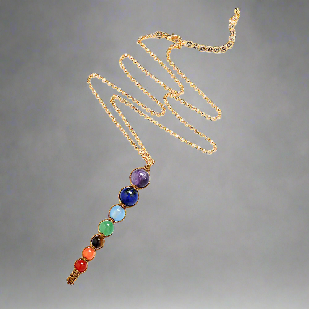 Crystal Pendant Natural Stone Cone Necklace