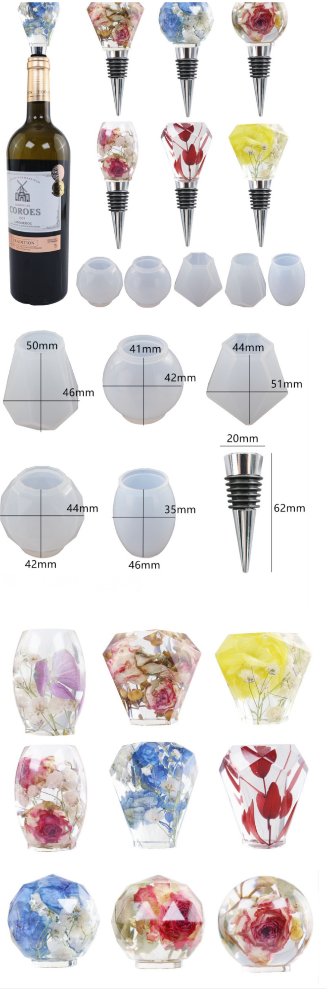 DIY Crystal Resin Wine Stopper Silicone Mould
