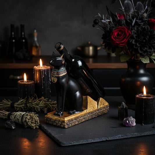 Anubis Wine Rack with Egyptian Cat God Design Sorceress Sanctuary