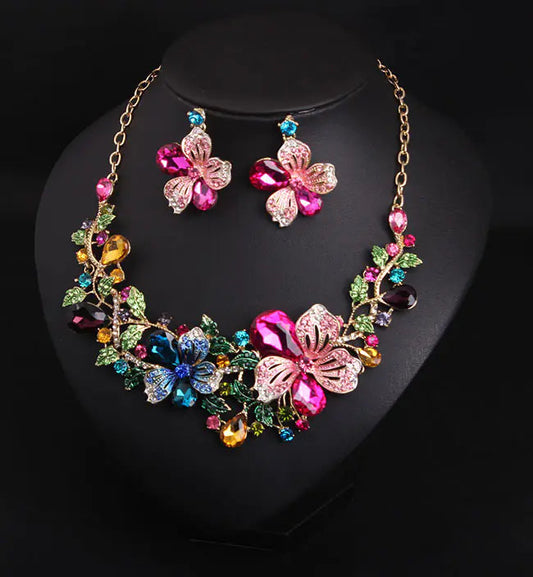 Luxury Floral Crystal | Necklace & Earring Set Sorceress Sanctuary