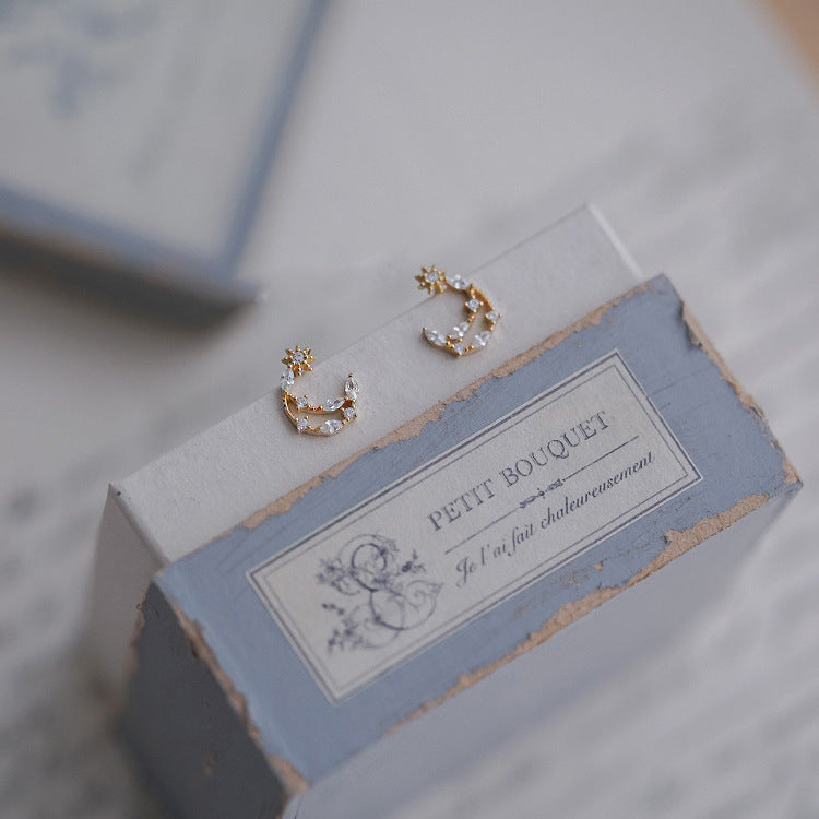 Zircon Moon Earrings