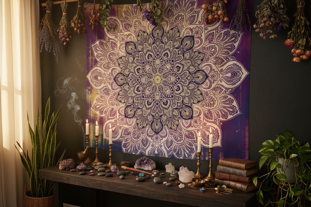 Magenta Mandala Tapestry