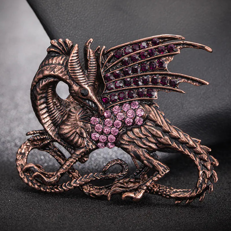 Dragon Rhinestone Brooch