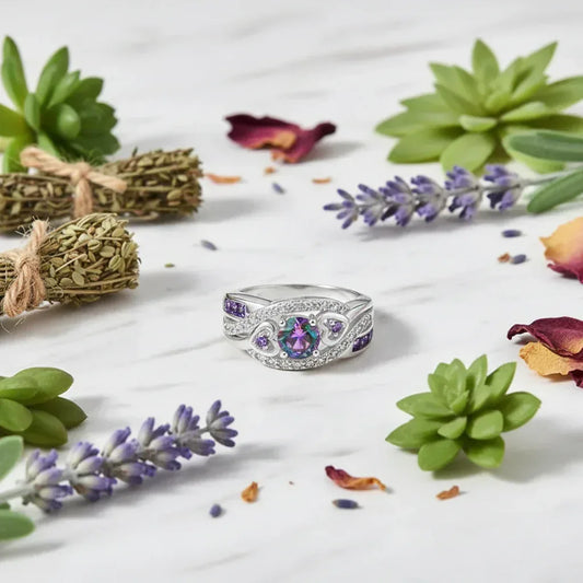 Amethyst Love Ring - Sorceress Sanctuary Purple / 6-Purple / 7-Purple / 8-Purple / 9-Purple / 10