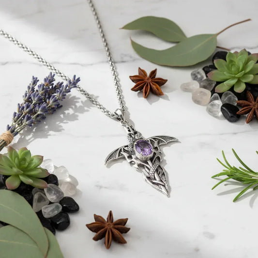 Demon Sword Amethyst Necklace - Sorceress Sanctuary Single Pendant-Pendant with keel chain