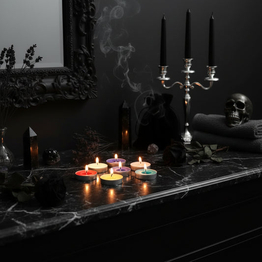 Aura Tealight Candle Set - Sorceress Sanctuary Pink-Green-Blue-White-Red