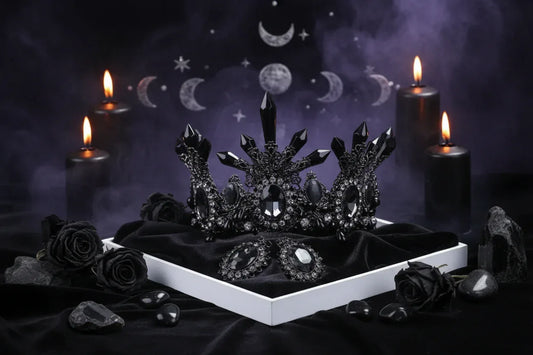 Baroque Crystal Crown - Sorceress Sanctuary Set Black-Ear Needle-Set Black-Ear Clip