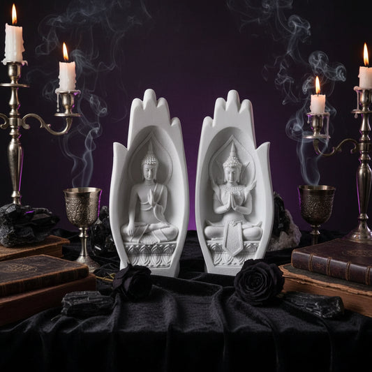 Buddha Peace Sculpture - Sorceress Sanctuary Brown-White