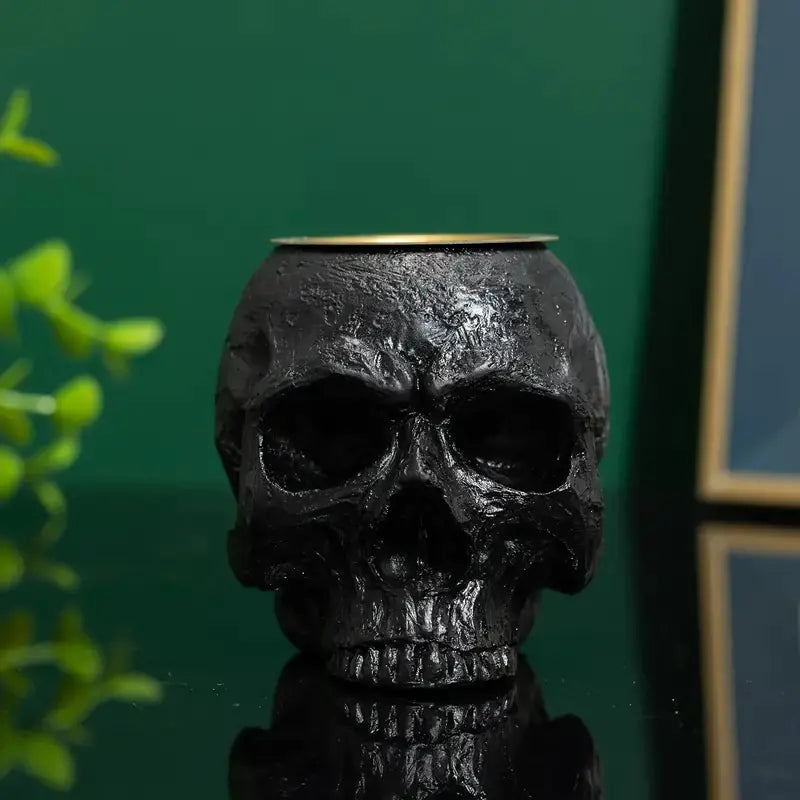 Antique Tears Skull Candle Holder