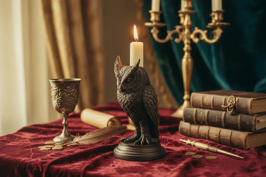 Ceremonial Candle Holders - Sorceress Sanctuary Owl-Crow