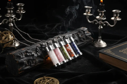 Crystal Pendulum - Sorceress Sanctuary Chakela-Amethyst-Fandongling-Fluorite-Tigereye