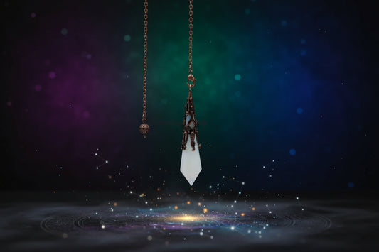 Crystal Prism Pendulum - Sorceress Sanctuary Tiger Eye-Black Onyx-Opal-White crystal-Flash stone
