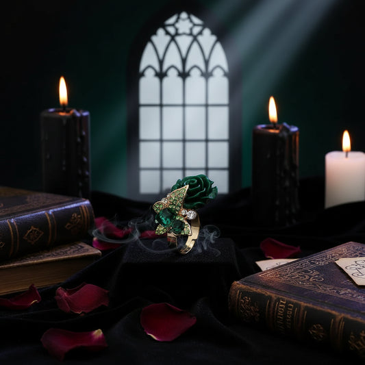 Crystal Rose Flower Ring - Sorceress Sanctuary Black / Adjustable opening-Red / Adjustable opening-White / Adjustable opening-Lake Blue / Adjustable opening-Blue / Adjustable opening