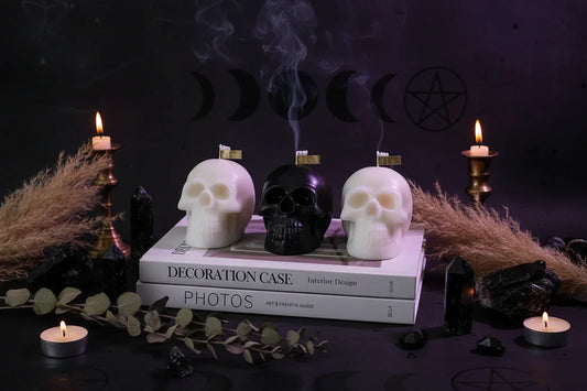 Cursed Skull Candle - Sorceress Sanctuary Black-Pink-White-Brown