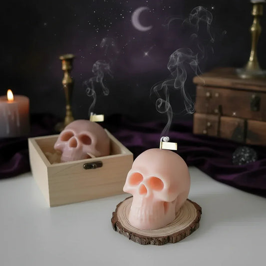 Cursed Skull Candle - Sorceress Sanctuary Black-Pink-White-Brown