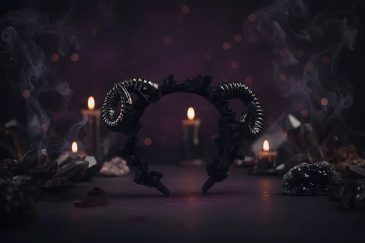 Demon Lace Headband - Sorceress Sanctuary Black Horn Lace Headband