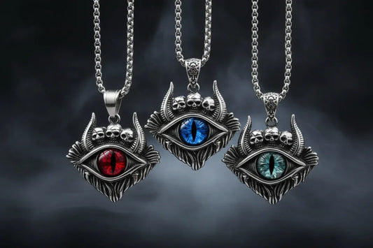 Devil Eye Pendant Necklace - Sorceress Sanctuary Yellow Black / Add matching chain 60cm