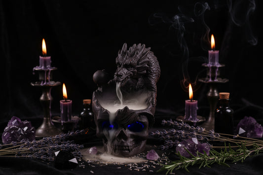 Dragon Skull Burner - Sorceress Sanctuary Skull Head Dragon / LED Light-Skull Head / LED Light