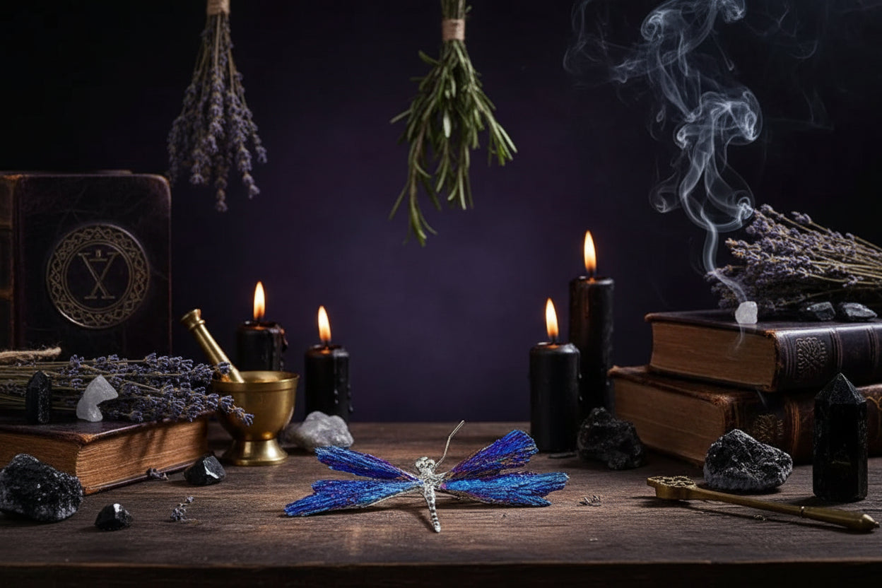 Dragonfly Crystal Decor - Sorceress Sanctuary Gold drag Blue-Silver Drag Blue-Gold Drag Color-Silver tow color