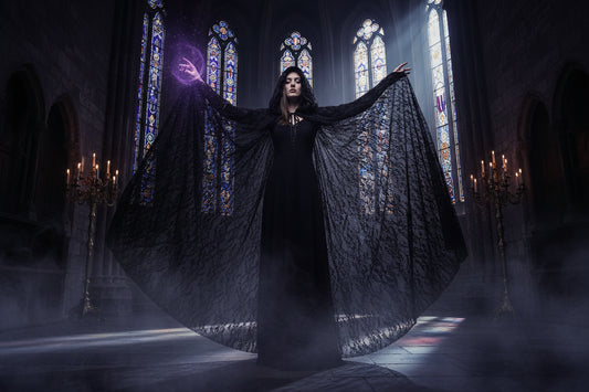 Elegant Lace Cloak - Sorceress Sanctuary Black / 150cm