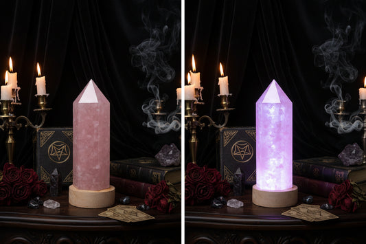 Enchanted Crystal Column Night Light - Sorceress Sanctuary Seven-color gravel-Pink Crystal