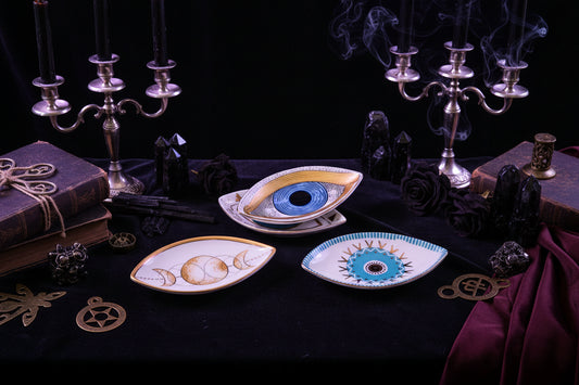 Evil Eye Trays - Sorceress Sanctuary Oval Jewelry Disc / Eyes Blue-Oval Jewelry Disc / Eyes Green-Oval Jewelry Disc / Eyes yellow-Oval Jewelry Disc / Moon