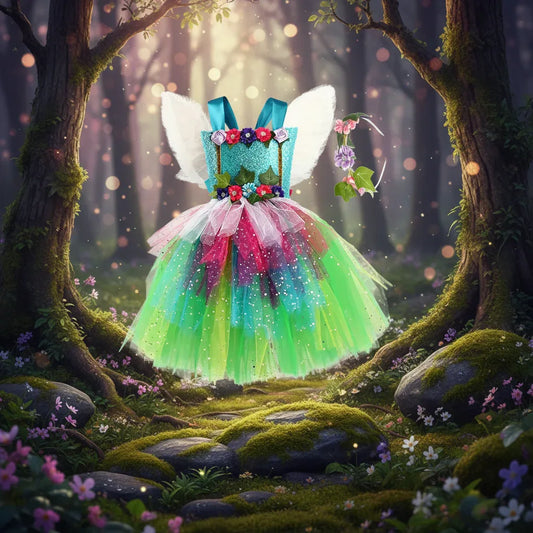 Fairy Tutu Dress - Sorceress Sanctuary Dress / S๏ผ2-3T๏ผ-Dress / M๏ผ4-5Y)-Dress / L(6-7Y)-Dress / XL(8-9Y)-Dress / XXL๏ผ10-12Y๏ผ