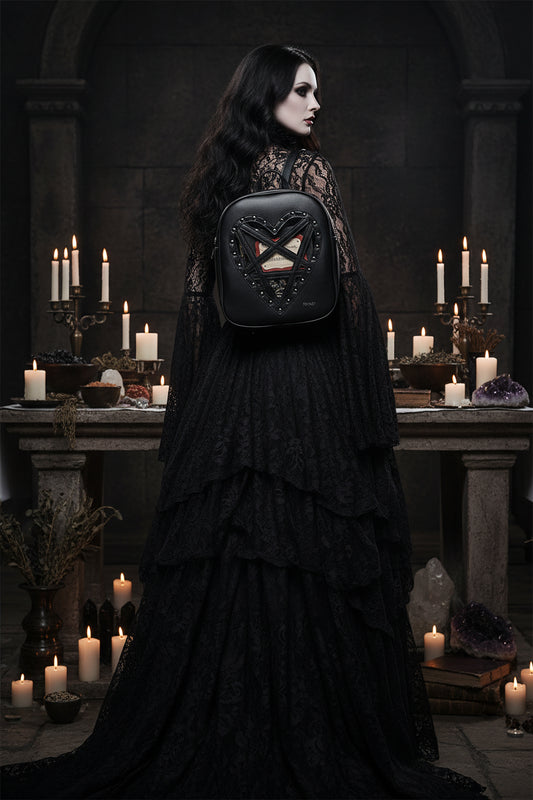 Gothic Harajuku Transparent Heart Backpack with Studs Sorceress Sanctuary