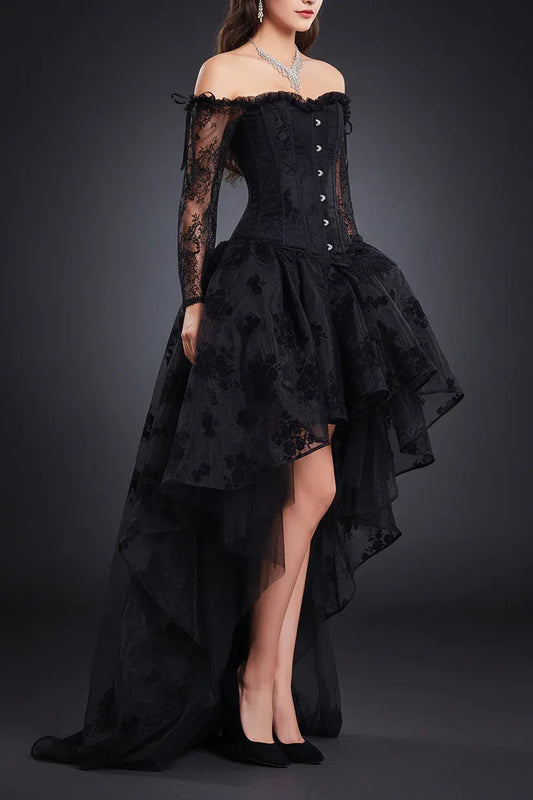 Gothic Lace Corset & Skirt Set - Sorceress Sanctuary Black / L-Red / L-Red / M-Red / XL-Red / 2XL